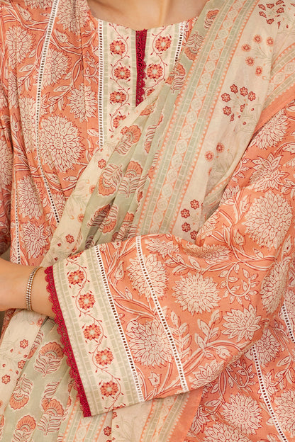 Zellbury | Unstitched 3 Piece Lawn | Shirt Shalwar Dupatta - 0032 - Libasekhas