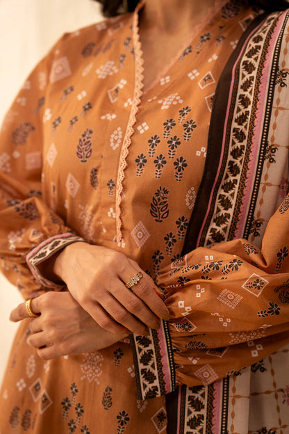 Zellbury | Unstitched 3 Piece Lawn | Shirt Shalwar Dupatta - 0047 - Libasekhas