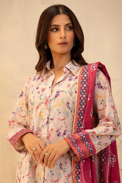 Zellbury | Unstitched 3 Piece Lawn | Shirt Shalwar Dupatta - 0054 - Libasekhas