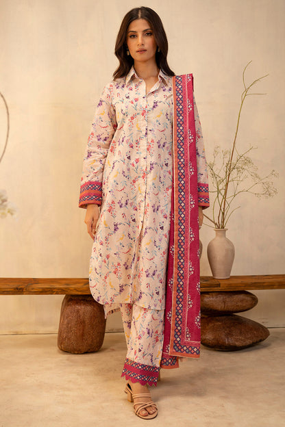 Zellbury | Unstitched 3 Piece Lawn | Shirt Shalwar Dupatta - 0054 - Libasekhas