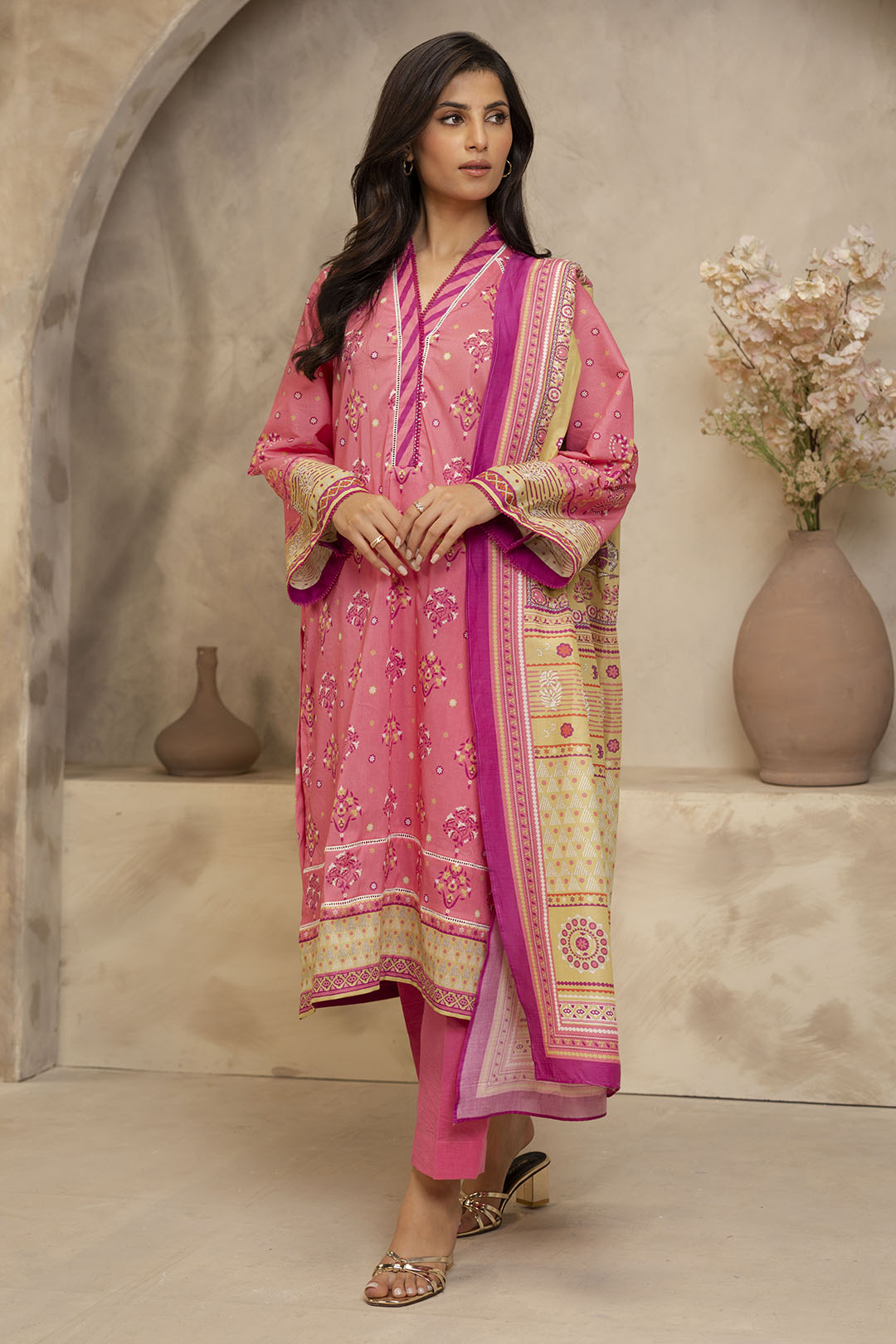 Zellbury | Unstitched 3 Piece Lawn | Shirt Shalwar Dupatta - 0122 - Libasekhas