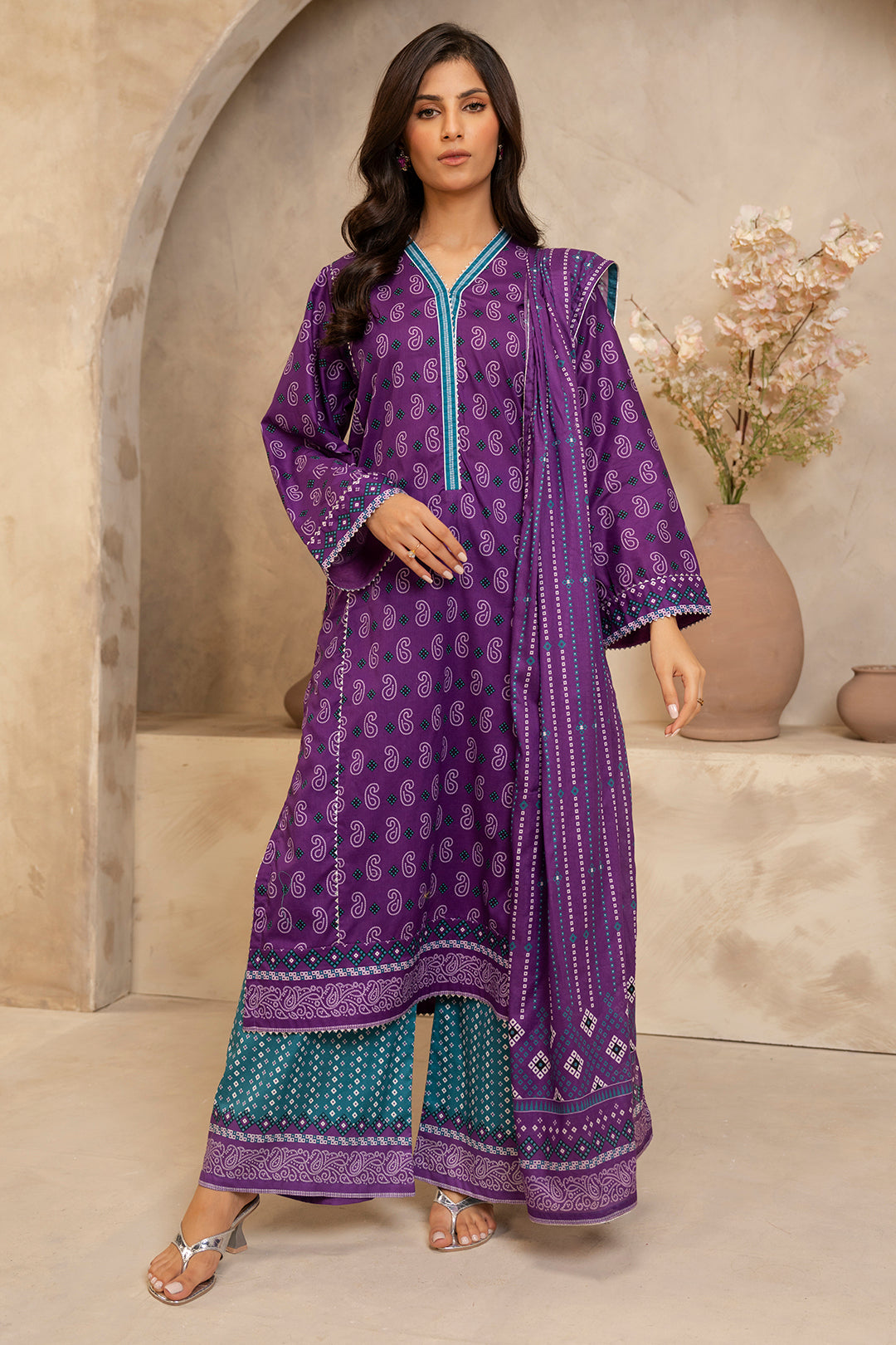 Zellbury | Unstitched 3 Piece Lawn | Shirt Shalwar Dupatta - 0265 - Libasekhas