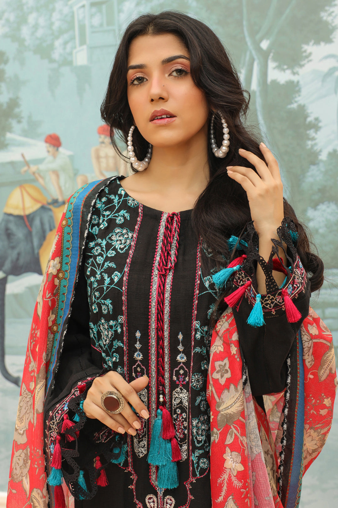 Zellbury | Unstitched 3 Piece Khaddar | Embroidered Shirt Shalwar Dupatta - 0776 - Libasekhas