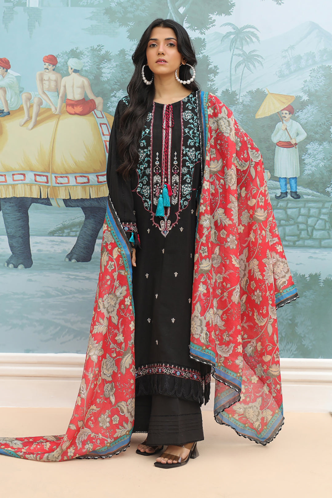 Zellbury | Unstitched 3 Piece Khaddar | Embroidered Shirt Shalwar Dupatta - 0776 - Libasekhas