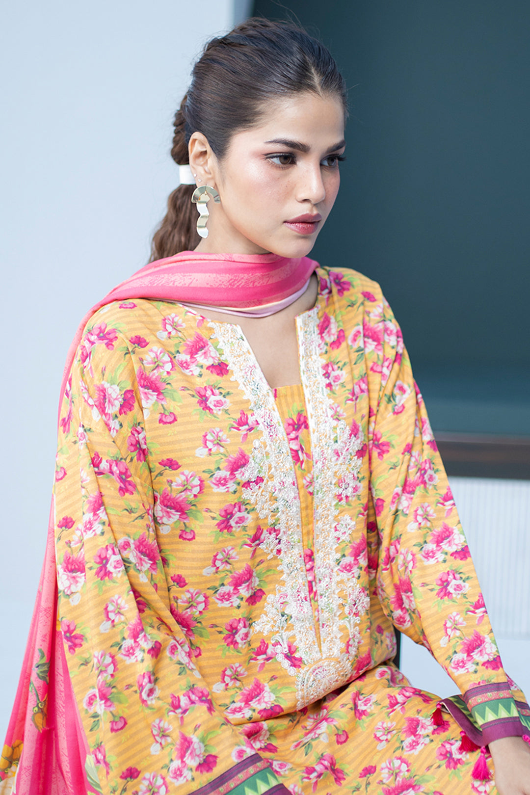 Zellbury | Unstitched 3 Piece Viscose | Embroidered Shirt Shalwar Dupatta - 0837 - Libasekhas
