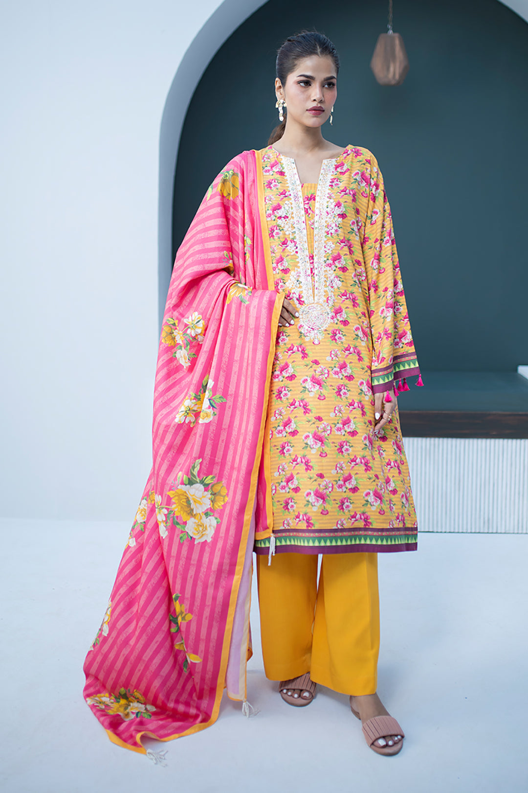 Zellbury | Unstitched 3 Piece Viscose | Embroidered Shirt Shalwar Dupatta - 0837 - Libasekhas