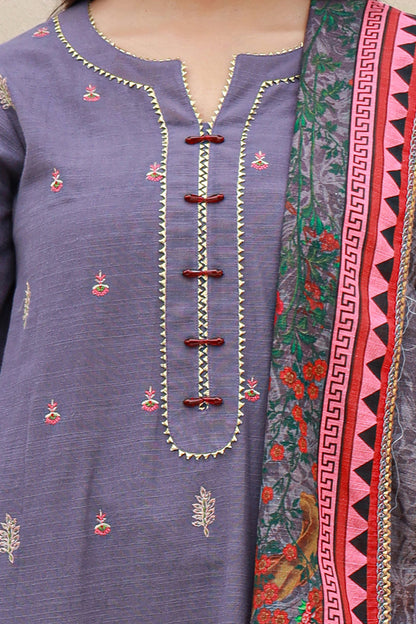 Zellbury | Unstitched 3 Piece Khaddar | Embroidered Shirt Shalwar Dupatta - 0846 - Libasekhas