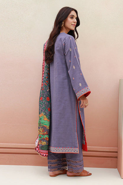 Zellbury | Unstitched 3 Piece Khaddar | Embroidered Shirt Shalwar Dupatta - 0846 - Libasekhas