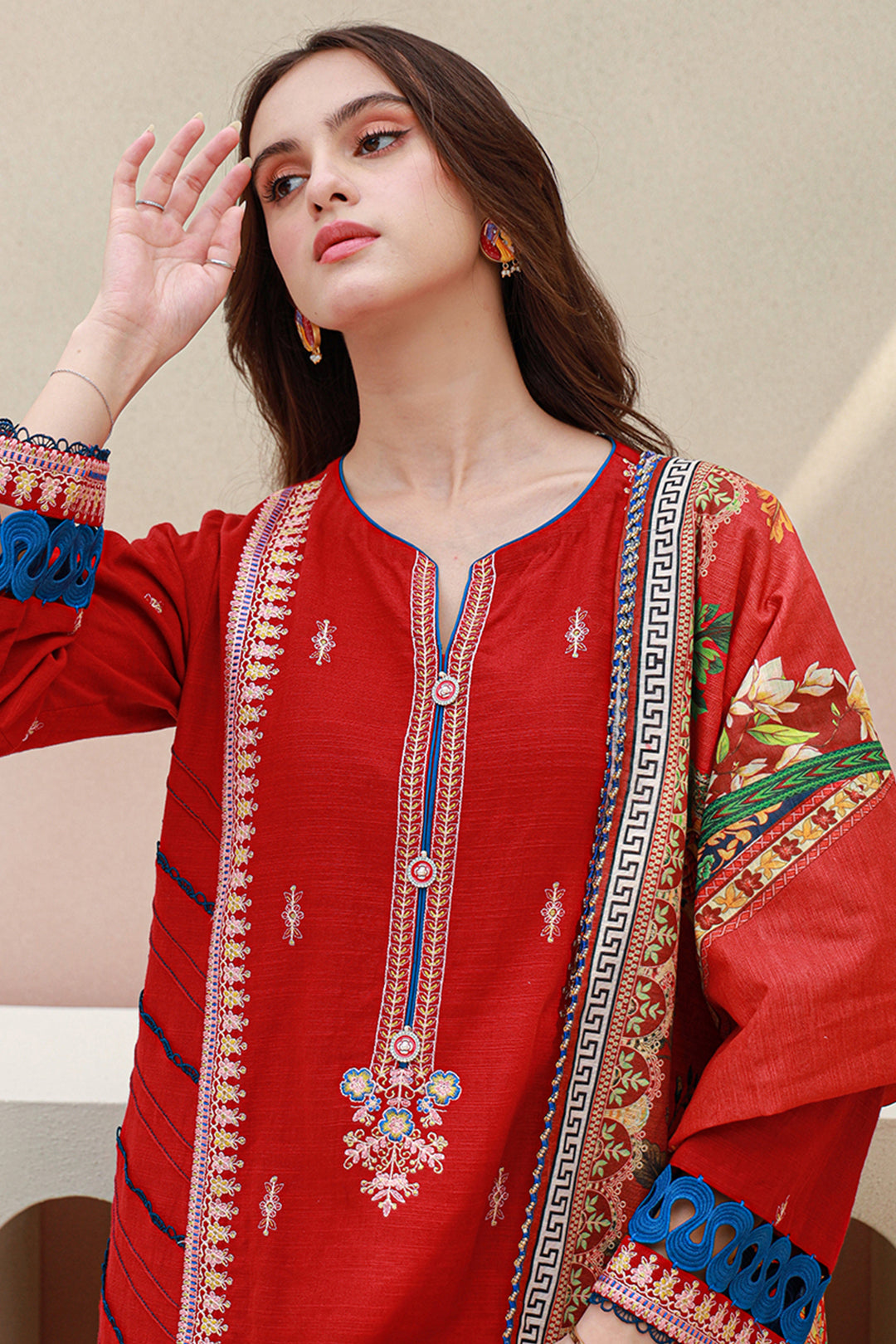 Zellbury | Unstitched 3 Piece Khaddar | Embroidered Shirt Shalwar Dupatta - 0848 - Libasekhas
