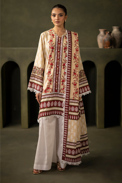 Zellbury | Unstitched 2 Piece Khaddar | Embroidered Shirt Dupatta - 0171 - Libasekhas