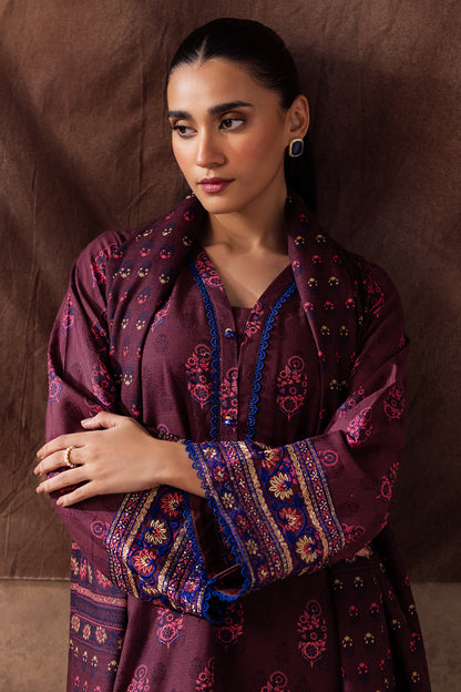Zellbury | Unstitched 2 Piece Khaddar | Embroidered Shirt Dupatta - 0263 - Libasekhas