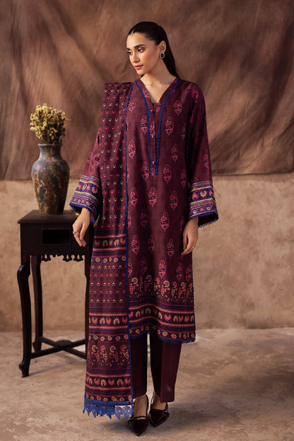 Zellbury | Unstitched 2 Piece Khaddar | Embroidered Shirt Dupatta - 0263 - Libasekhas