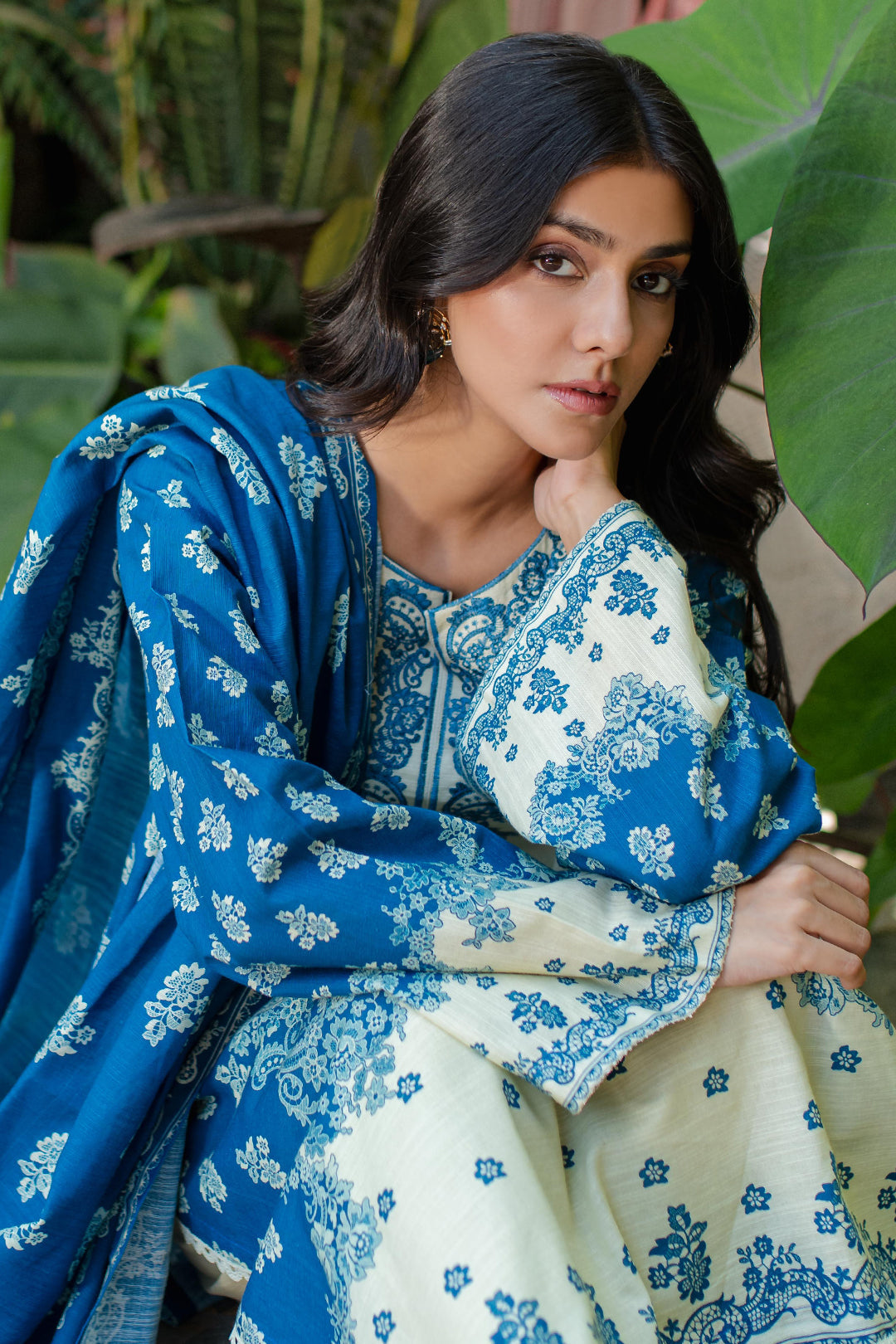 Zellbury | Unstitched 2 Piece Khaddar | Embroidered Shirt Dupatta - 0264 - Libasekhas