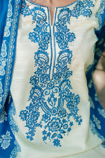 Zellbury | Unstitched 2 Piece Khaddar | Embroidered Shirt Dupatta - 0264 - Libasekhas
