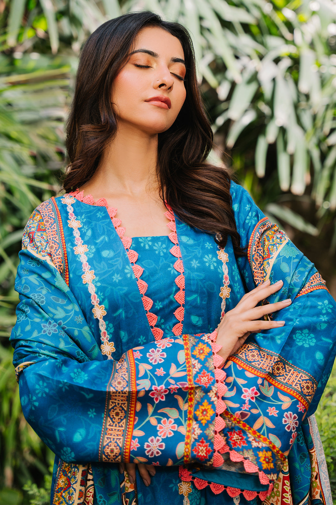 Zellbury | Unstitched 3 Piece Viscose | Embroidered Shirt Shalwar Dupatta - 0223 - Libasekhas
