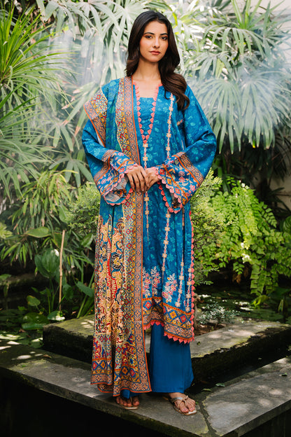 Zellbury | Unstitched 3 Piece Viscose | Embroidered Shirt Shalwar Dupatta - 0223 - Libasekhas