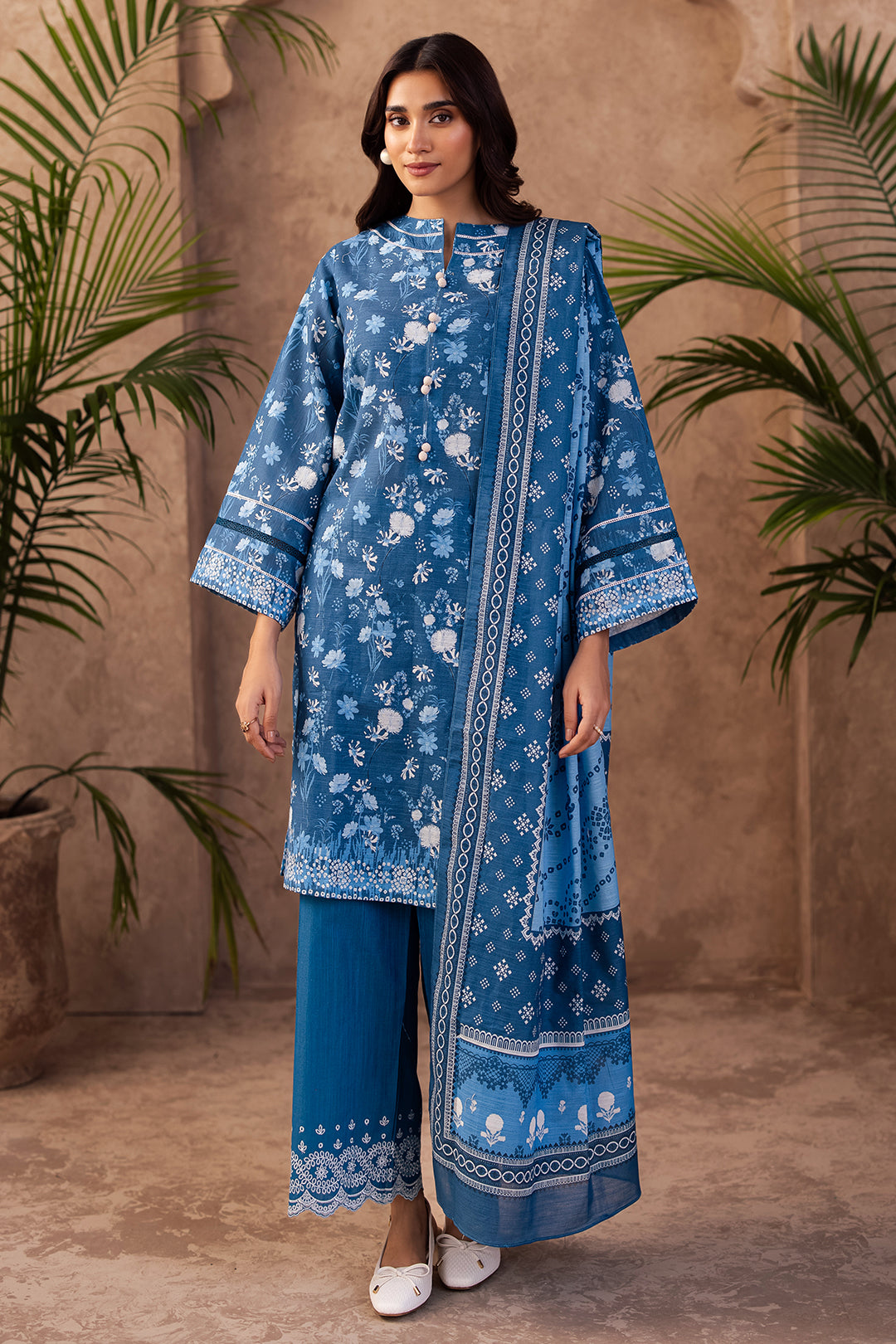Zellbury | Unstitched 3 Piece Khaddar | Embroidered Shirt Shalwar Dupatta - 0226 - Libasekhas