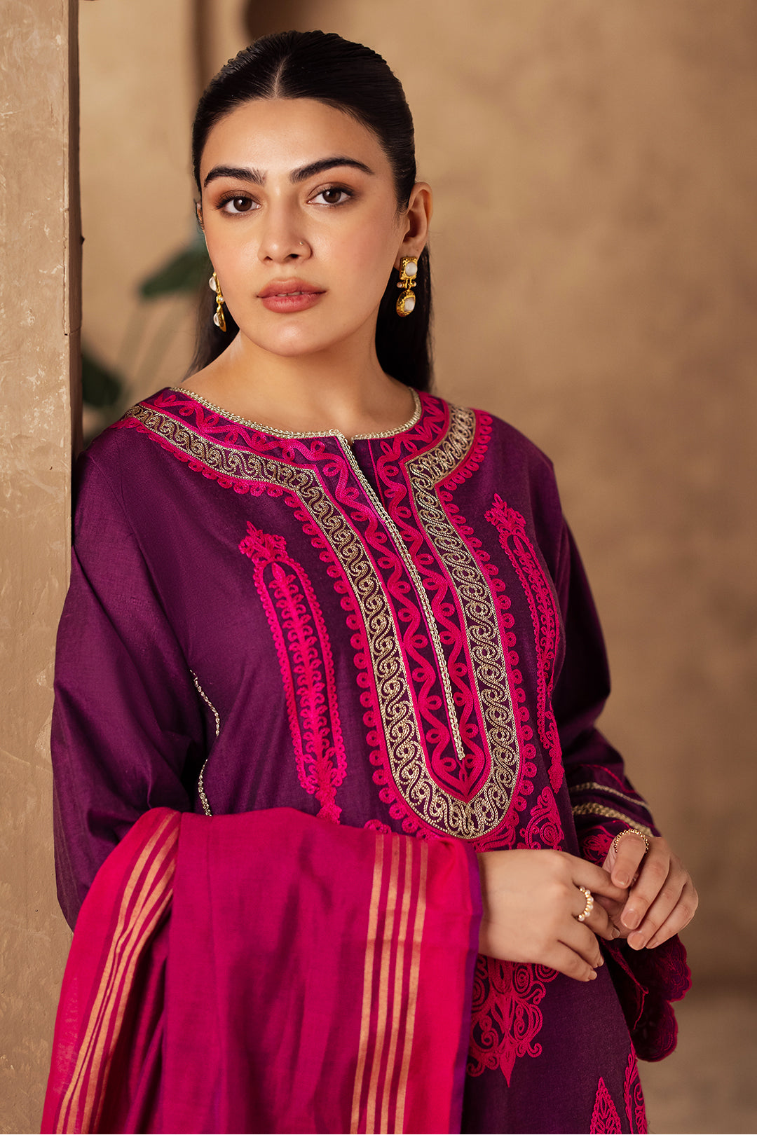 Zellbury | Unstitched 3 Piece Chambray | Embroidered Shirt Shalwar Dupatta - 0230 - Libasekhas