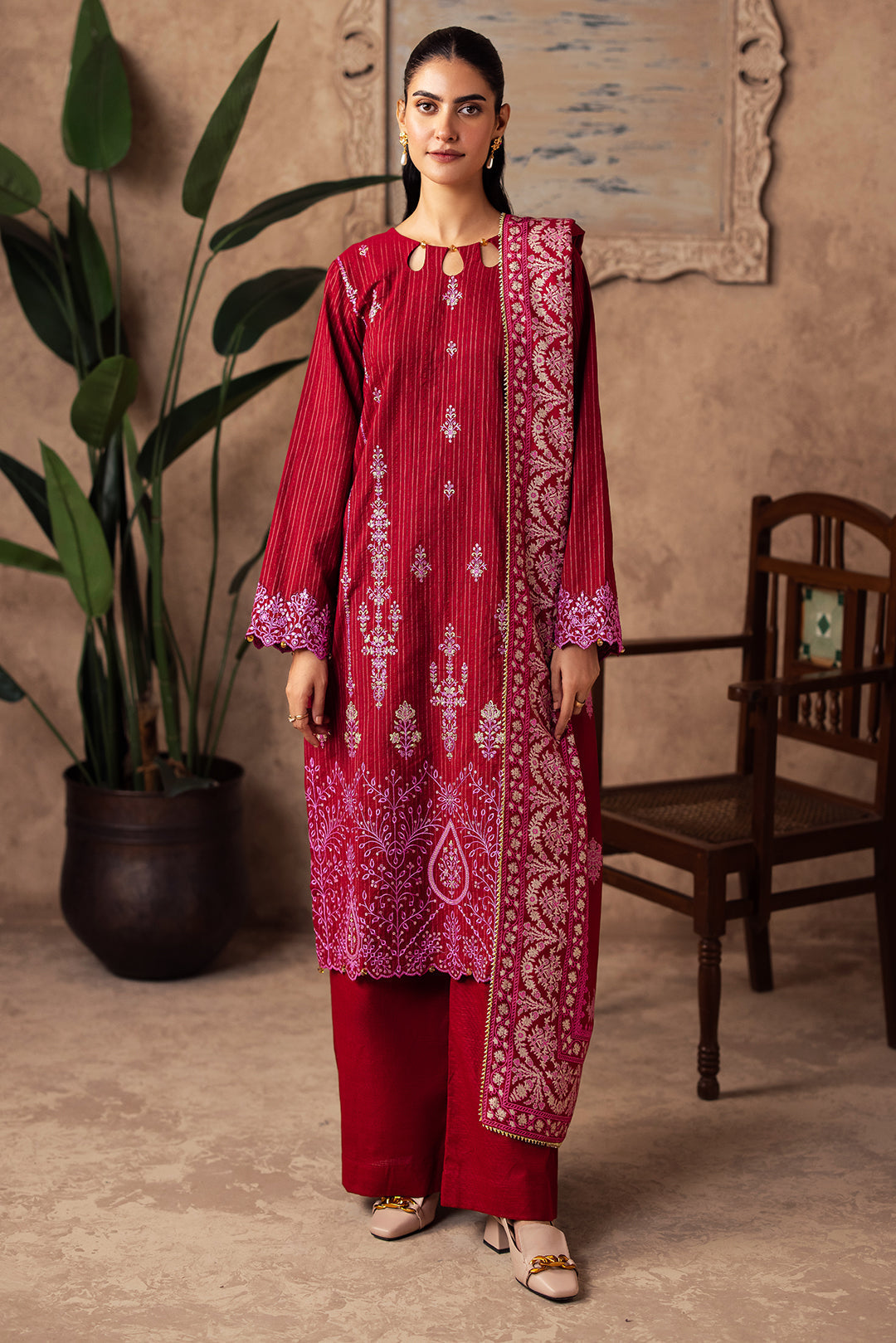 Zellbury | Unstitched 3 Piece Khaddar | Embroidered Shirt Shalwar Shawl - 0231 - Libasekhas