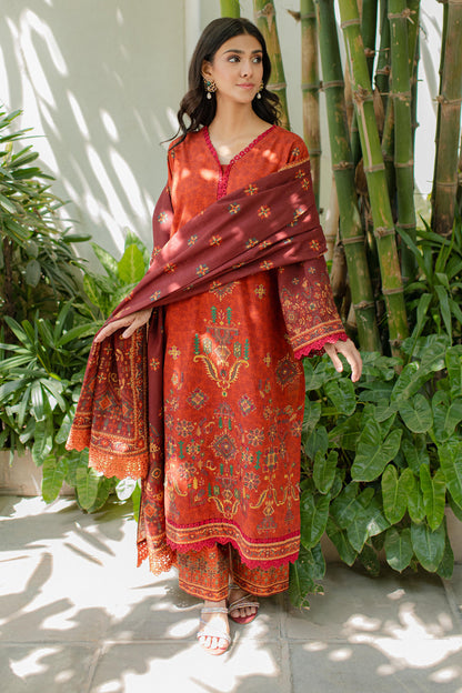 Zellbury | Unstitched 3 Piece Khaddar | Embroidered Shirt Shalwar Dupatta - 0233 - Libasekhas