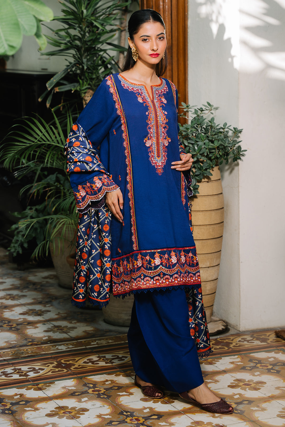 Zellbury | Unstitched 3 Piece Cotail | Embroidered Shirt Shalwar Dupatta - 0245 - Libasekhas