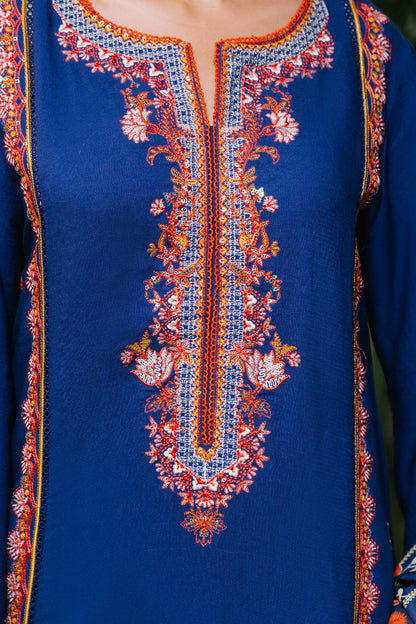 Zellbury | Unstitched 3 Piece Cotail | Embroidered Shirt Shalwar Dupatta - 0245 - Libasekhas