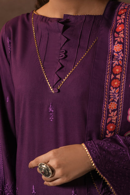 Zellbury | Unstitched 3 Piece Viscose | Embroidered Shirt Shalwar Shawl - 0248 - Libasekhas