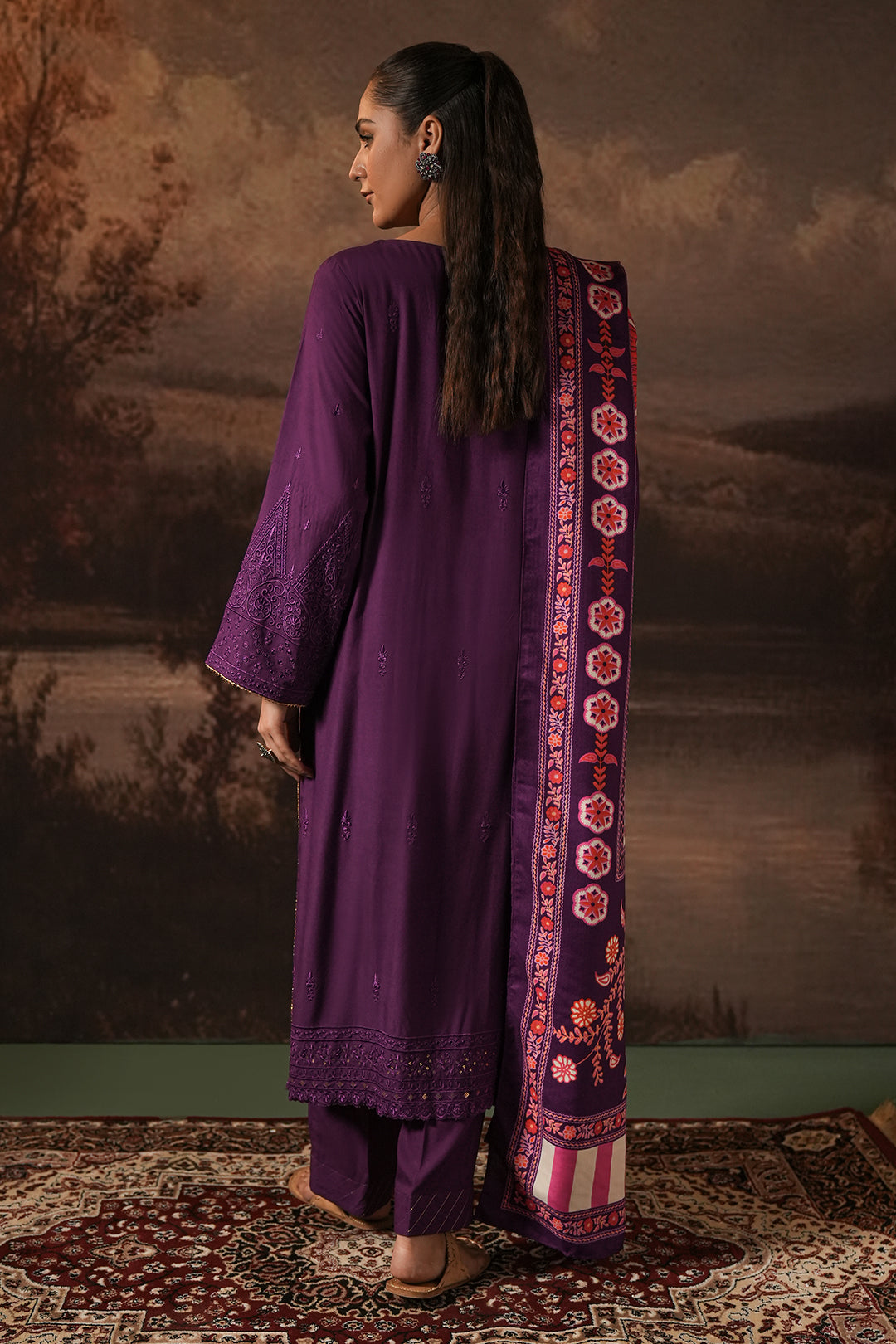 Zellbury | Unstitched 3 Piece Viscose | Embroidered Shirt Shalwar Shawl - 0248 - Libasekhas