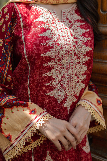 Zellbury | Unstitched 3 Piece Khaddar | Embroidered Shirt Shalwar Dupatta - 0309 - Libasekhas