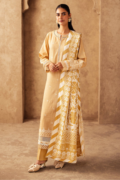 Zellbury | Unstitched 3 Piece Khaddar | Embroidered Shirt Shalwar Shawl - 0310 - Libasekhas