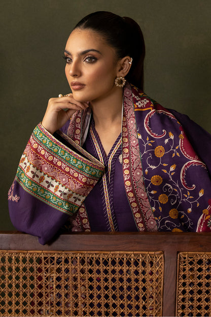 Zellbury | Unstitched 3 Piece Khaddar | Embroidered Shirt Shalwar Dupatta - 0311 - Libasekhas