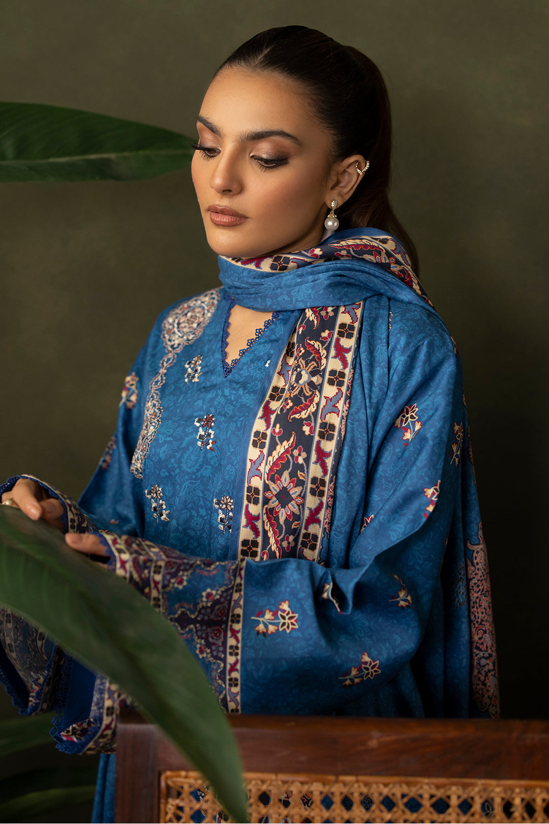 Zellbury | Unstitched 3 Piece Viscose | Embroidered Shirt Shalwar Dupatta - 0313 - Libasekhas