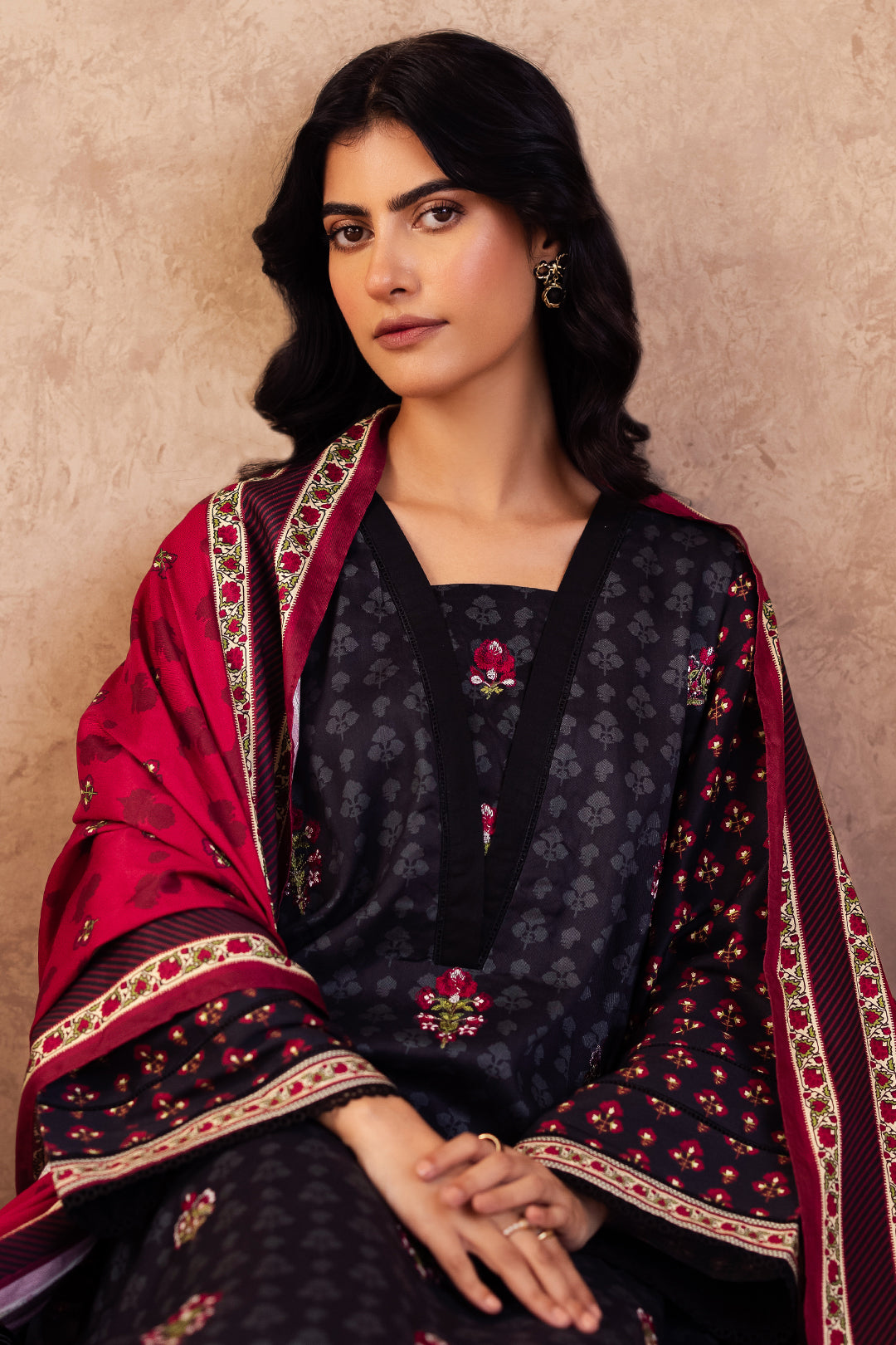 Zellbury | Unstitched 3 Piece Viscose | Embroidered Shirt Shalwar Dupatta - 0314 - Libasekhas