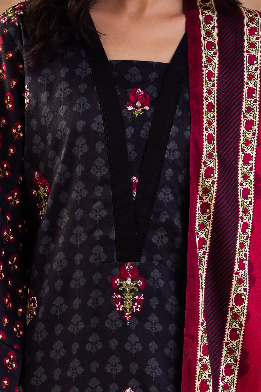 Zellbury | Unstitched 3 Piece Viscose | Embroidered Shirt Shalwar Dupatta - 0314 - Libasekhas