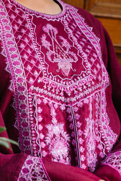 Zellbury | Unstitched 3 Piece Khaddar | Embroidered Shirt Shalwar Dupatta - 0319 - Libasekhas