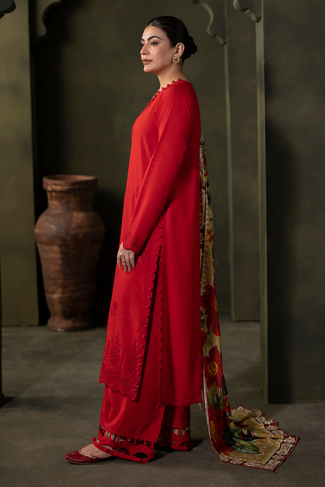 Zellbury | Unstitched 3 Piece Viscose | Embroidered Shirt Shalwar Dupatta - 0324 - Libasekhas
