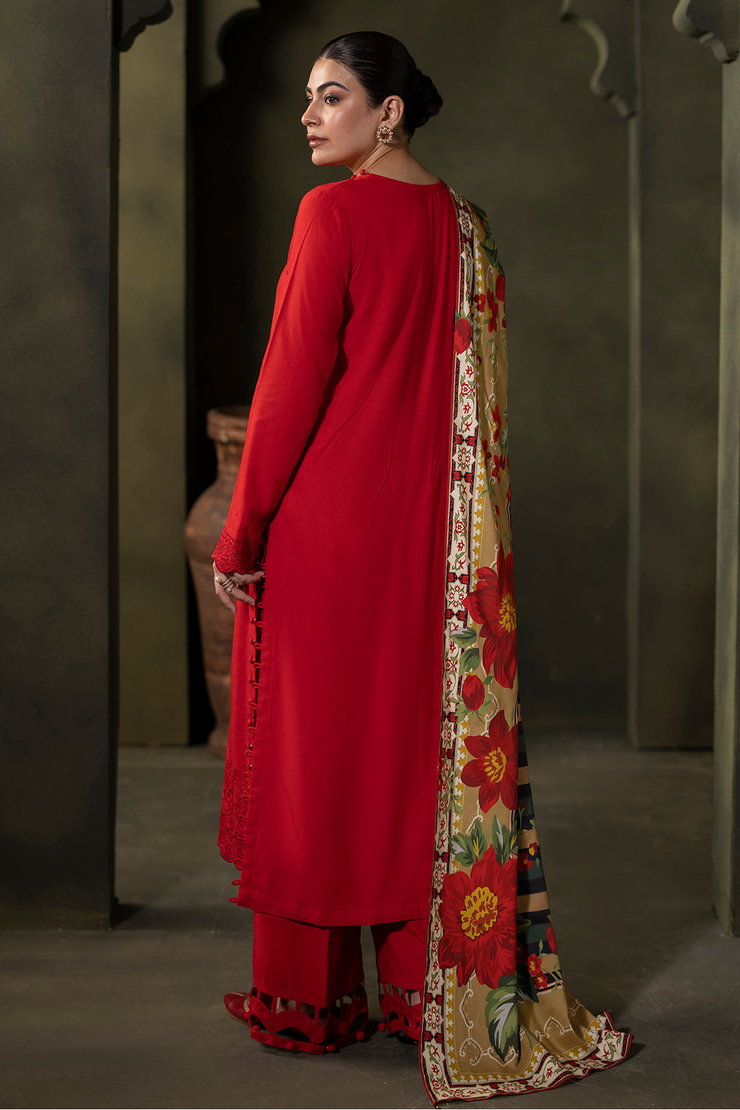 Zellbury | Unstitched 3 Piece Viscose | Embroidered Shirt Shalwar Dupatta - 0324 - Libasekhas