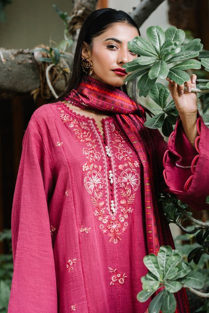 Zellbury | Unstitched 3 Piece Khaddar | Embroidered Shirt Shalwar Dupatta - 0328 - Libasekhas