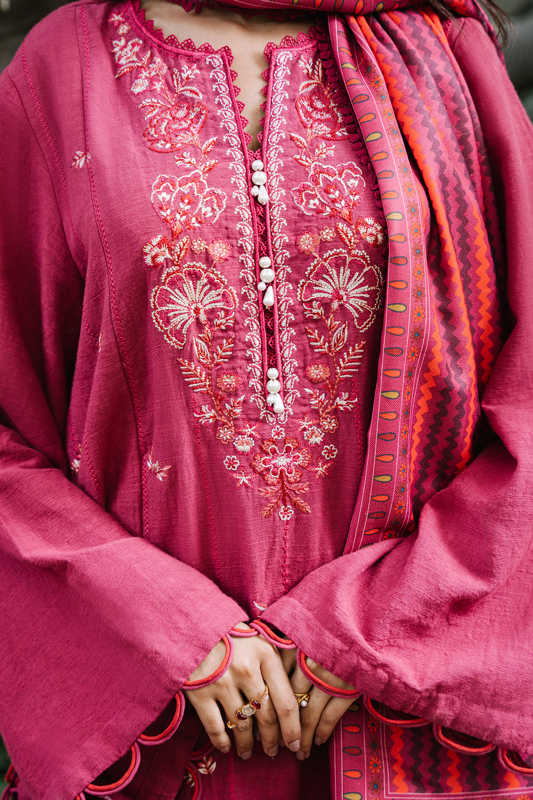 Zellbury | Unstitched 3 Piece Khaddar | Embroidered Shirt Shalwar Dupatta - 0328 - Libasekhas