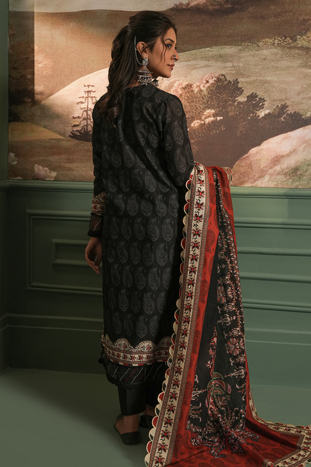 Zellbury | Unstitched 3 Piece Khaddar | Embroidered Shirt Shalwar Dupatta - 0480 - Libasekhas