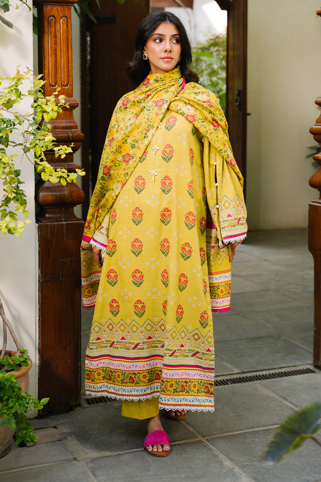 Zellbury | Unstitched 2 Piece Khaddar | Shirt Dupatta - 0158 - Libasekhas