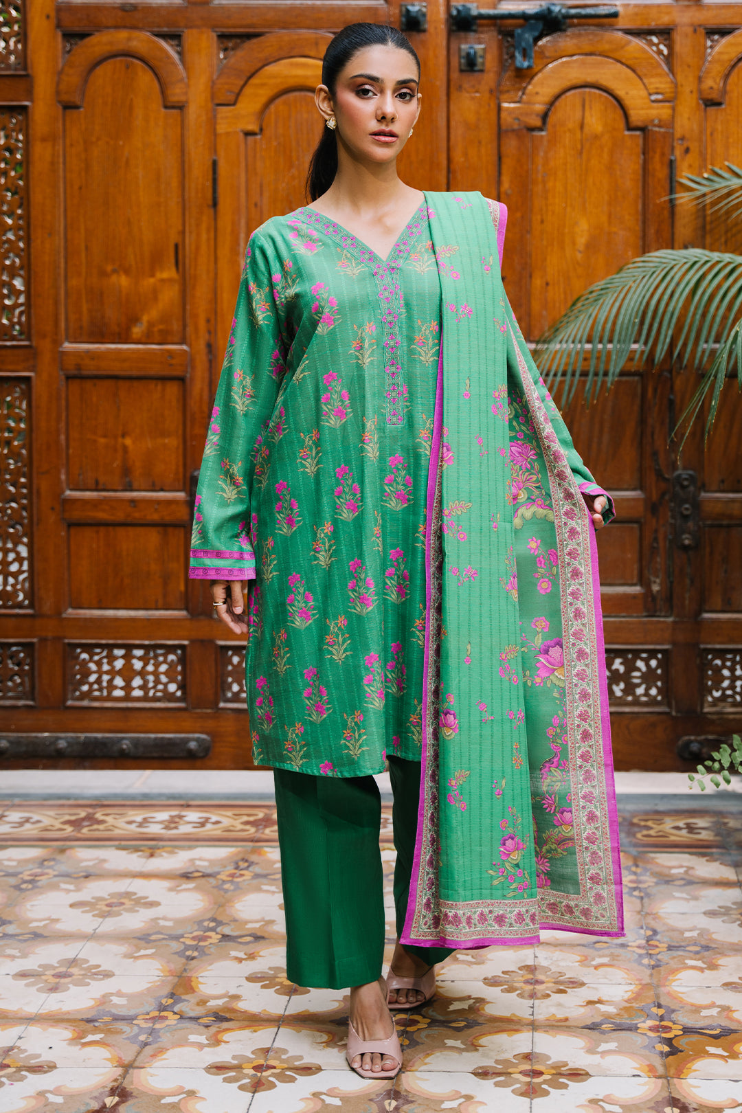 Zellbury | Unstitched 2 Piece Khaddar | Shirt Dupatta - 0159 - Libasekhas