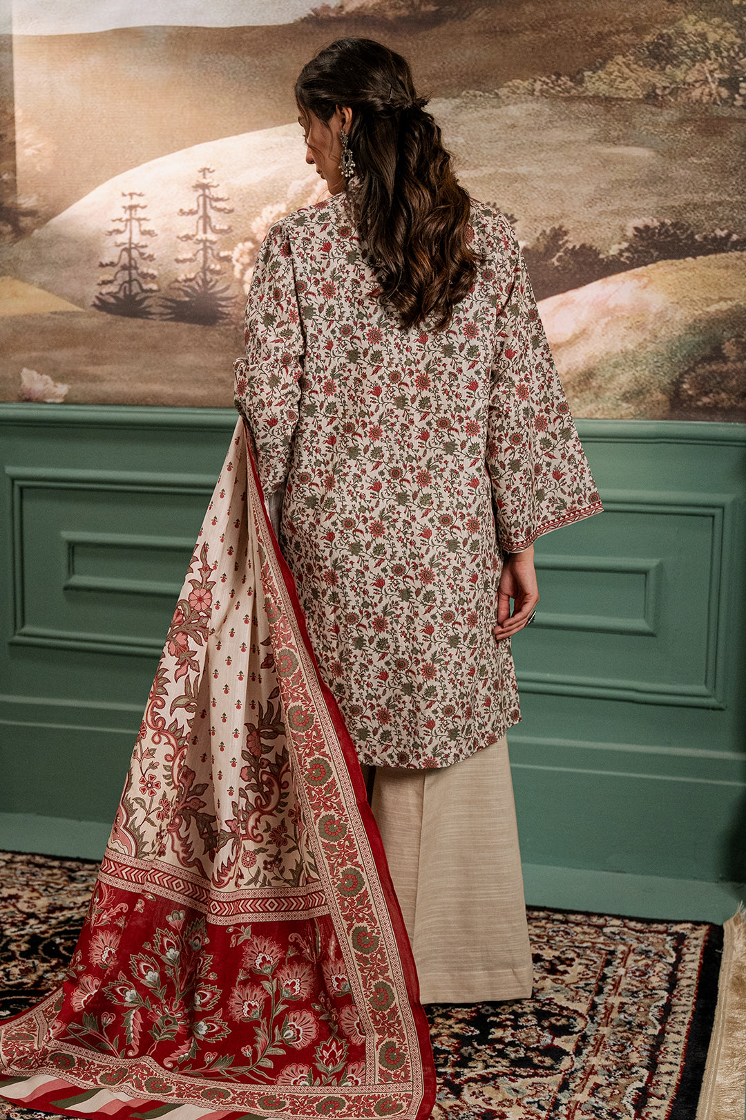 Zellbury | Unstitched 2 Piece Khaddar | Shirt Dupatta - 0334 - Libasekhas