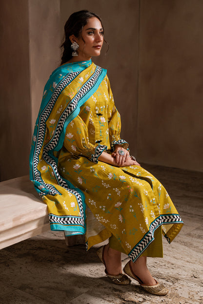 Zellbury | Unstitched 2 Piece Khaddar | Shirt Dupatta - 0423 - Libasekhas