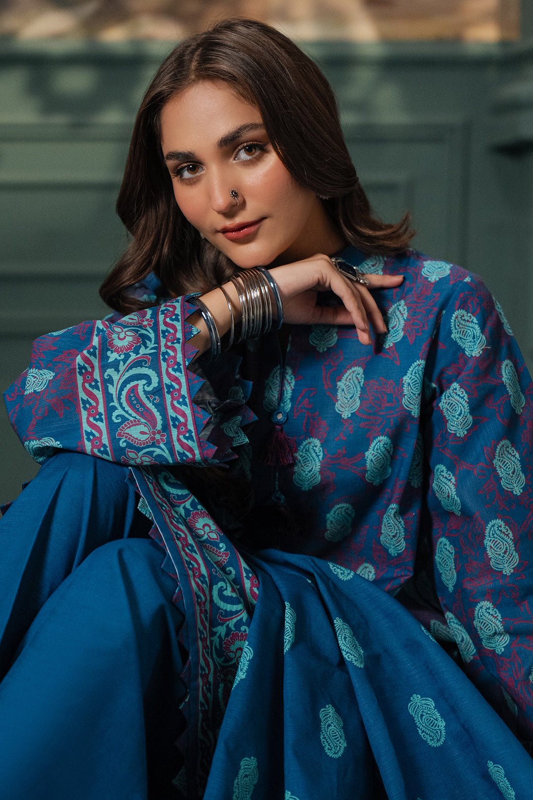 Zellbury | Unstitched 2 Piece Khaddar | Shirt Dupatta - 0425 - Libasekhas