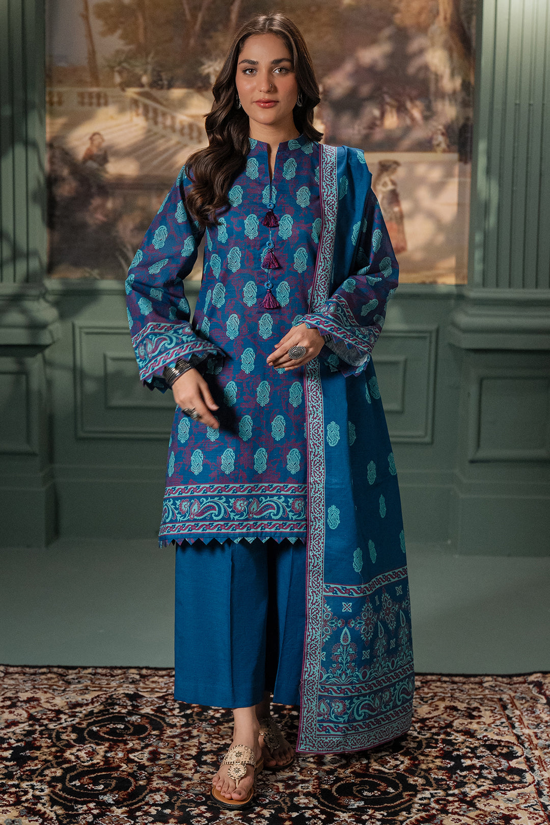 Zellbury | Unstitched 2 Piece Khaddar | Shirt Dupatta - 0425 - Libasekhas