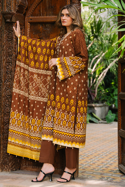 Zellbury | Unstitched 3 Piece Khaddar | Shirt Shalwar Dupatta - 0182 - Libasekhas