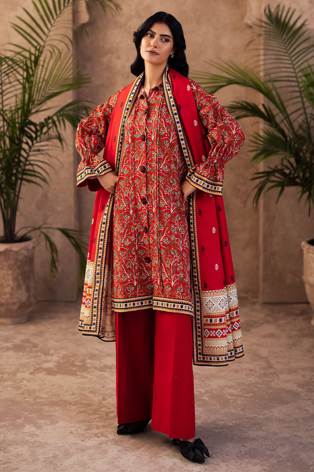 Zellbury | Unstitched 3 Piece Khaddar | Shirt Shalwar Dupatta - 0189 - Libasekhas