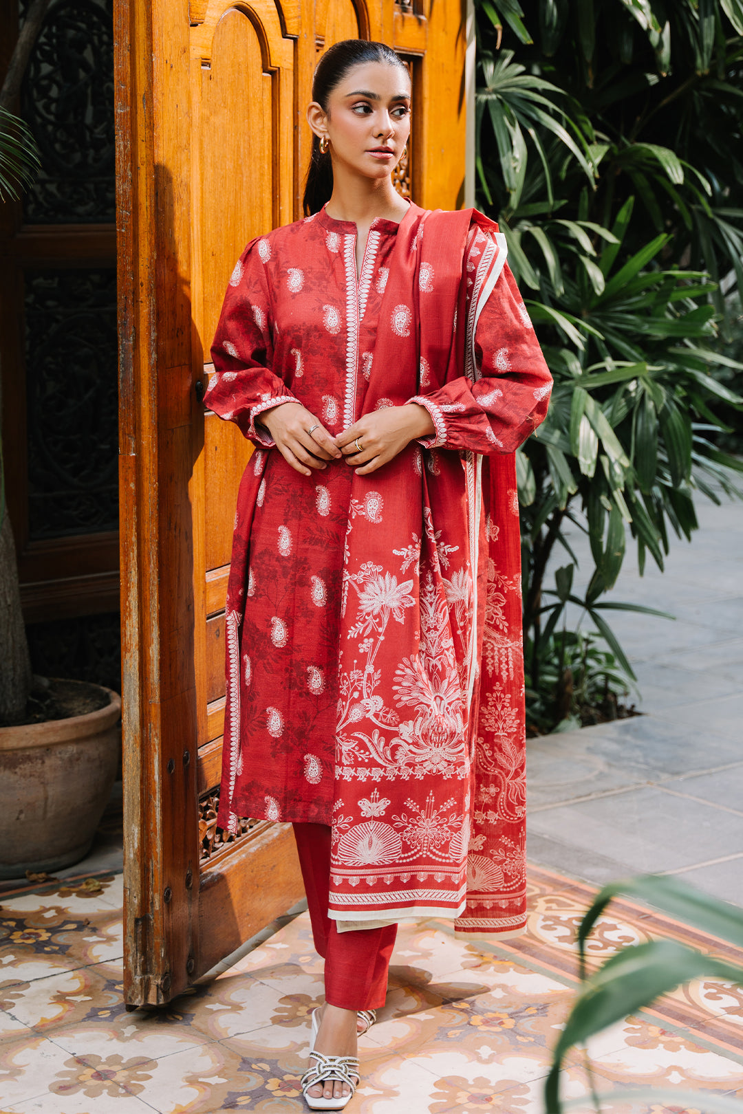 Zellbury | Unstitched 3 Piece Khaddar | Shirt Shalwar Dupatta - 0193 - Libasekhas