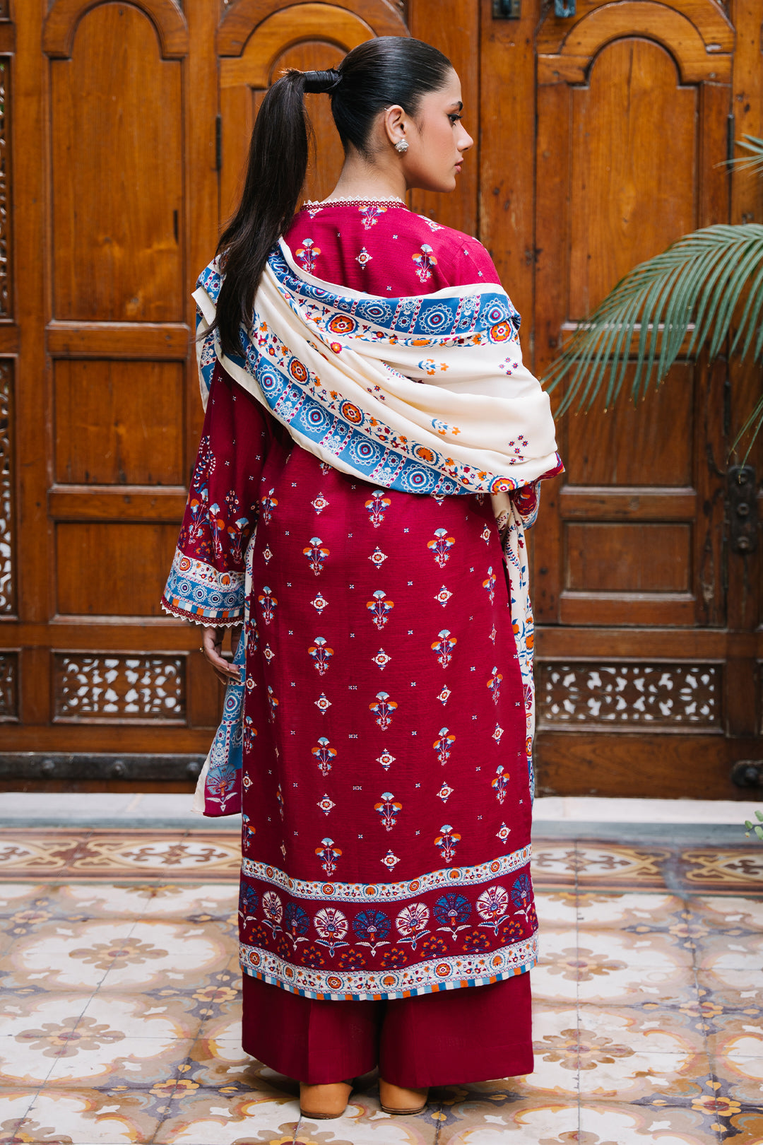 Zellbury | Unstitched 3 Piece Khaddar | Shirt Shalwar Dupatta - 0197 - Libasekhas